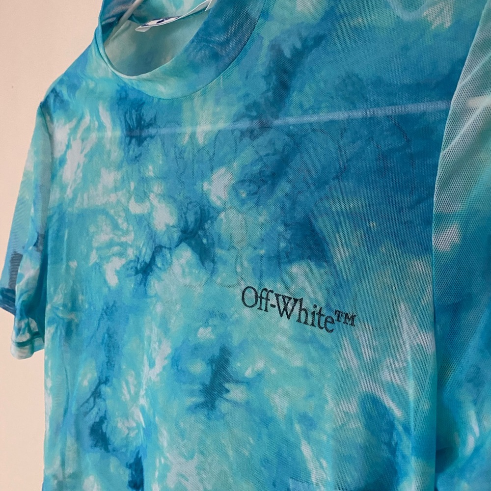 Off-White Tie Dye Mesh Crop Top - Picture 9 of 16